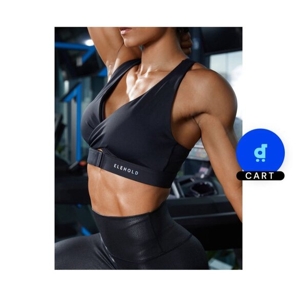 Rare ELEHOLD High Impact Sports Bra Padded Front Magnetic Buckle NWT Black Small - Picture 5 of 12